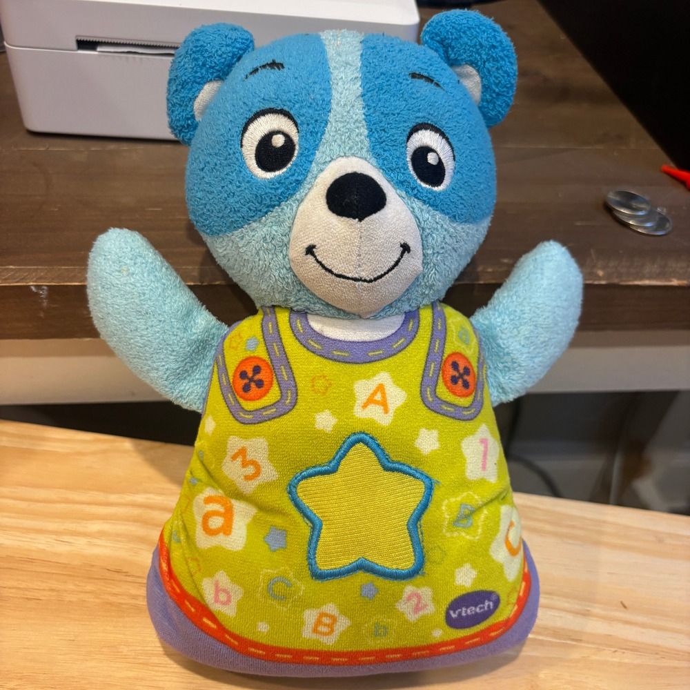 VTech ABC Learning Bear Blue Plush Interactive Educational Toy Star 80-116600